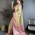 Cream kanjeevaram silk blend woven design saree with unstitched blouse piece