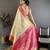 Cream kanjeevaram silk blend woven design saree with unstitched blouse piece