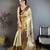Cream kanjeevaram silk blend woven design saree with unstitched blouse piece