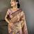 Gold kanjeevaram silk blend woven design saree with unstitched blouse piece