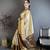 Cream kanjeevaram silk blend woven design saree with unstitched blouse piece