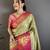 Pista kanjeevaram silk woven design saree with unstitched blouse piece