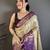 Cream kanjeevaram silk blend woven design saree with unstitched blouse piece