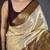 Cream kanjeevaram silk blend woven design saree with unstitched blouse piece