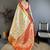 Cream kanjeevaram silk blend woven design saree with unstitched blouse piece