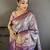 Sky blue kanjeevaram silk blend woven design saree with unstitched blouse piece