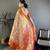 Gold kanjeevaram silk blend woven design saree with unstitched blouse piece