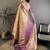 Gold kanjeevaram silk blend woven design saree with unstitched blouse piece