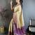 Cream kanjeevaram silk blend woven design saree with unstitched blouse piece