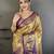 Gold kanjeevaram silk blend woven design saree with unstitched blouse piece