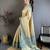 Cream kanjeevaram silk blend woven design saree with unstitched blouse piece