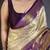 Cream kanjeevaram silk blend woven design saree with unstitched blouse piece