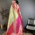Pista kanjeevaram silk woven design saree with unstitched blouse piece