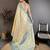 Cream kanjeevaram silk blend woven design saree with unstitched blouse piece