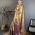 Gold kanjeevaram silk blend woven design saree with unstitched blouse piece