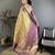 Gold kanjeevaram silk blend woven design saree with unstitched blouse piece