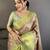 Green kanjeevaram silk blend woven design saree with unstitched blouse piece