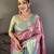 Magenta kanjeevaram silk blend woven design saree with unstitched blouse piece
