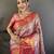 Blue kanjeevaram silk blend woven design saree with unstitched blouse piece
