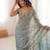 Sky blue tissue embridered saree with unstitched blouse piece