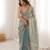 Sky blue tissue embridered saree with unstitched blouse piece