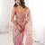 Pink tissue embridered saree with unstitched blouse piece