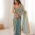 Sky blue tissue embridered saree with unstitched blouse piece