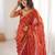 Orange tissue embridered saree with unstitched blouse piece