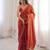 Orange tissue embridered saree with unstitched blouse piece