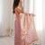 Pink tissue embridered saree with unstitched blouse piece