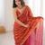 Orange tissue embridered saree with unstitched blouse piece