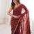 Maroon tissue embridered saree with unstitched blouse piece
