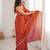 Orange tissue embridered saree with unstitched blouse piece