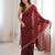 Maroon tissue embridered saree with unstitched blouse piece