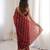 Maroon tissue embridered saree with unstitched blouse piece