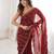 Maroon tissue embridered saree with unstitched blouse piece