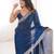 Blue tissue embridered saree with unstitched blouse piece