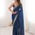 Blue tissue embridered saree with unstitched blouse piece
