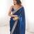 Blue tissue embridered saree with unstitched blouse piece