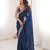 Blue tissue embridered saree with unstitched blouse piece