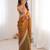 Gold tissue embridered saree with unstitched blouse piece