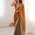 Gold tissue embridered saree with unstitched blouse piece