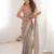 Grey tissue embridered saree with unstitched blouse piece