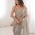 Grey tissue embridered saree with unstitched blouse piece