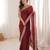 Maroon tissue embridered saree with unstitched blouse piece