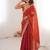 Orange tissue embridered saree with unstitched blouse piece