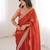 Orange tissue embridered saree with unstitched blouse piece