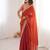 Orange tissue embridered saree with unstitched blouse piece