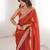 Orange tissue embridered saree with unstitched blouse piece