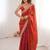 Orange tissue embridered saree with unstitched blouse piece